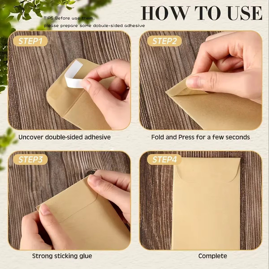 Wiederverschließbare Samenumschläge aus braunem Kraftpapier von XD-TOPQC zum Sammeln und Aufbewahren von Samen - Bild 3