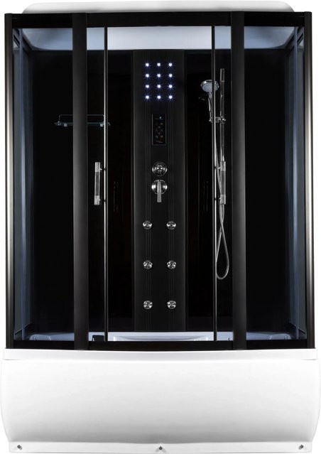 Kerra Hydromassagekabine Mocca mit Duschwanne, LED-Beleuchtung und Handbrause, B/T: 141 x 86 cm - Bild 1