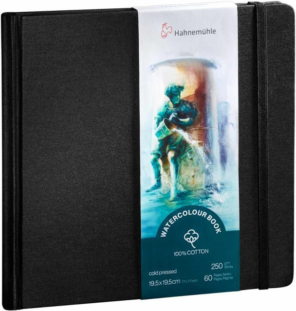 Hahnemühle Watercolour Book aus Baumwolle, naturweiß, 30 Blatt, 19,5 x 19,5 cm, 250 g/m2 - Bild 1