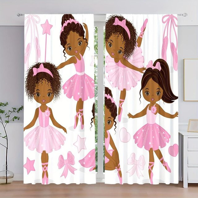 Yiran Furniture Regenbogen Einhorn Vorhänge im 2er-Set, halbtransparent, bunt, B: 50 cm, H: 100 cm - Bild 1