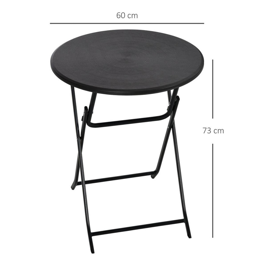 Outsunny Runder Klapptisch in Holzoptik für Garten und Terrasse, Grau, B/T/H: 60 x 60 x 73 cm - Bild 4