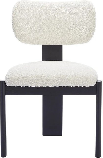 Vente-unique Stuhl Wilana in Weiß mit Bouclé-Stoff und Kautschukholz, Höhe: 56 cm - Bild 1