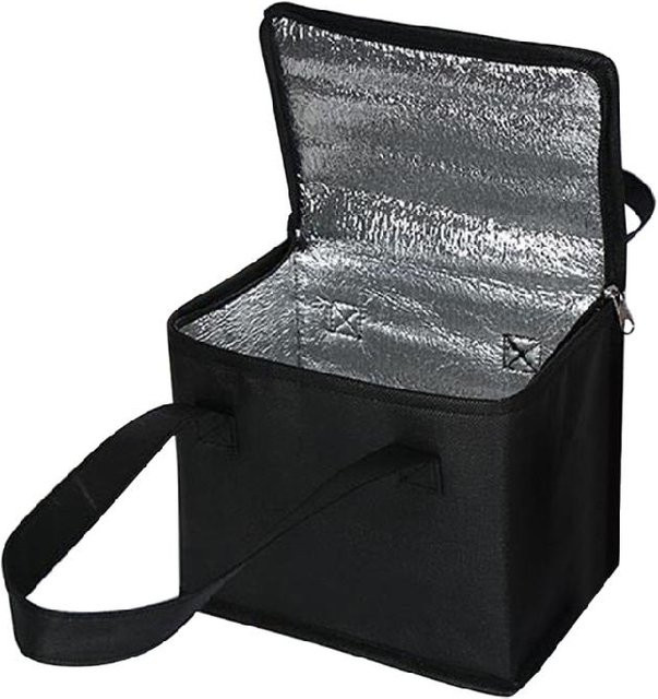 Isolierte Thermische Lebensmittelliefertasche und Picknicktasche in Schwarz, auslaufsicher und aus Stoff gefertigt - Bild 1