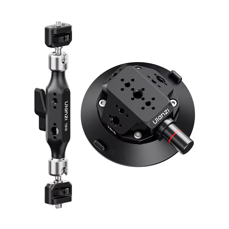 Ulanzi TB15 Kamera-Saugnapf-Autohalterung in Schwarz für GoPro, Insta360, DJI Action Kameras, Smartphones und DSLR mit 1/4 Zoll und 3/8 Zoll Gewinde sowie 360 Grad Verstellbarkeit - Bild 7