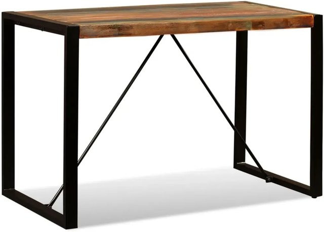 vidaXL Esszimmertisch aus Massivholz im Industrial Design, rechteckig, braun, B/T/H: 120 x 76 x 60 cm - Bild 1