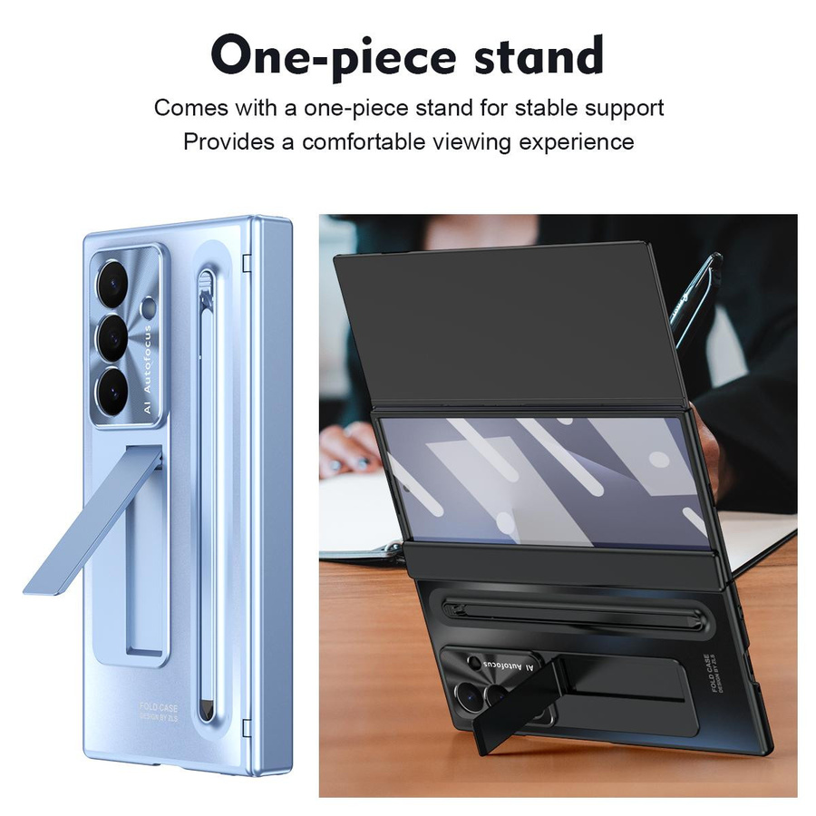 Samsung Galaxy Z TriFold Handyhülle in Blau mit gehärtetem Glas, integriertem Ständer, Stift und Stifthalter - Bild 2
