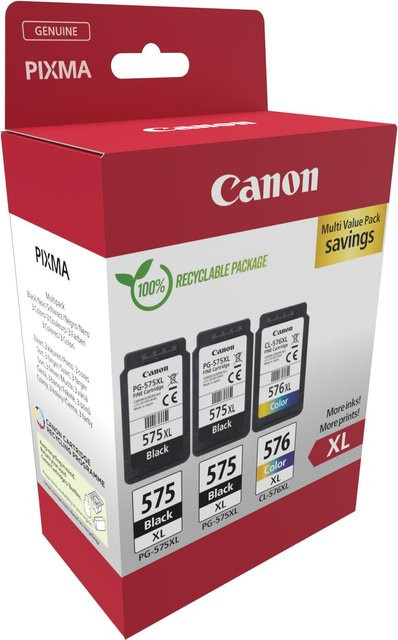 Canon Tinten Multipack PG-575XLx2/CL-576XL für PIXMA TR4750i, TR4751i, TR4755i, TS3550i, TS3551i – Schwarz und Multicolor (Cyan, Magenta, Gelb) - Bild 1