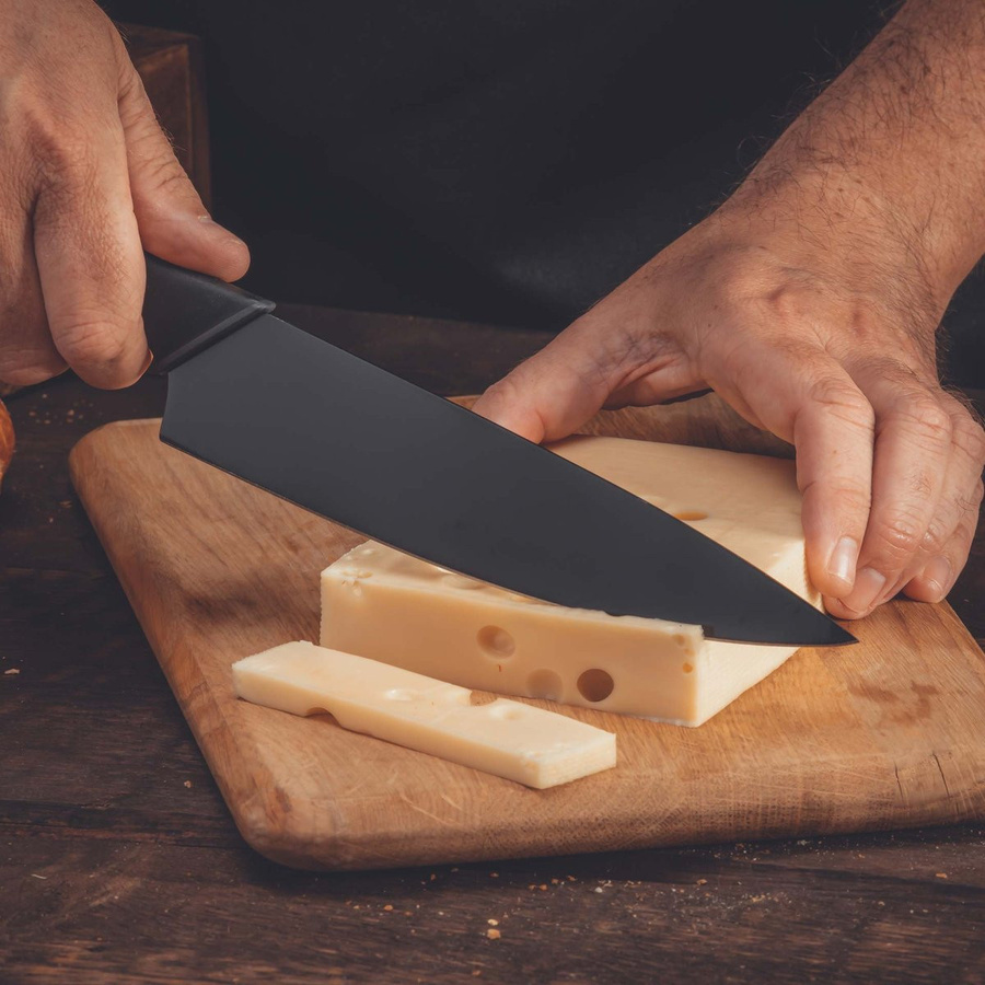 Nirosta Kochmesser Wave Chef Knife aus Edelstahl in Schwarz und Grau mit 21 cm Klinge - Bild 2