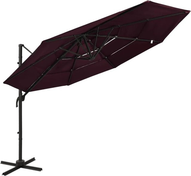 vidaXL Sonnenschirm mit Aluminium-Mast in Bordeauxrot, B/T: 300 x 300 cm - Bild 1