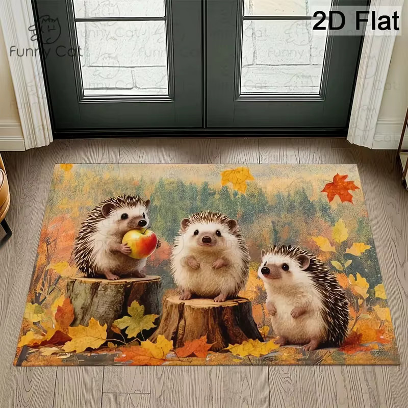 VIKAMA Retro Kristall-Samt Teppich mit Ahornblatt-Design in Multicolour, rutschfeste und pflegeleichte Bodenmatte für Flur und Badezimmer - Bild 2