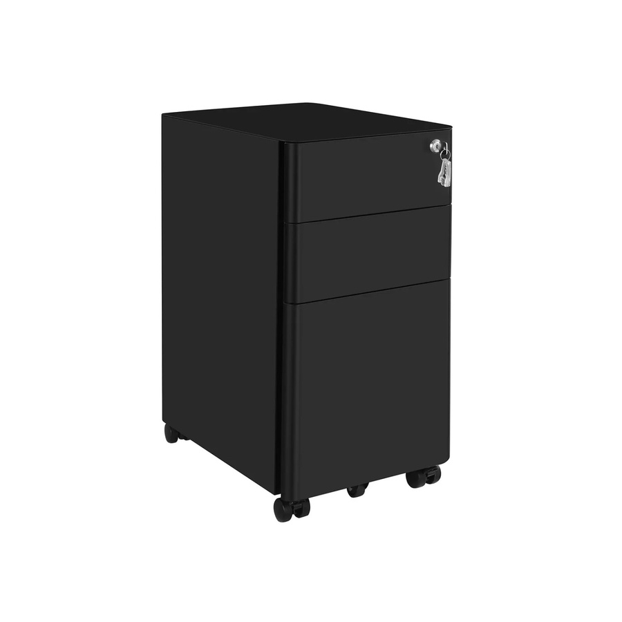 Songmics Büroschrank aus Metall in Schwarz, abschließbar und mit Rollen - Bild 2