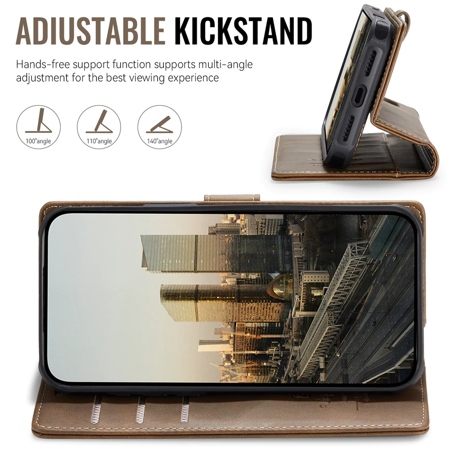 HKNR 2-in-1 Leder-Handyhülle mit abnehmbarer Geldbörse und Buchständer, magnetische MagSafe Kartenhülle für iPhone 17 Air 16 15 14 Plus 13 12 Pro Max, Schwarz und Braun - Bild 5