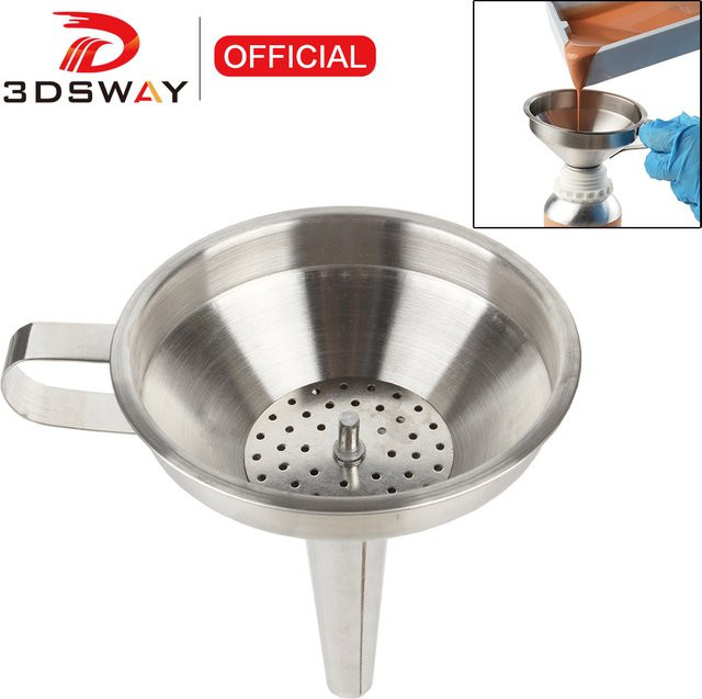 3DSWAY Edelstahl 3D Drucker Harz Filter Trichter in Silber für SLA DLP LCD Drucker von Elegoo Phrozen und Anycubic - Bild 1