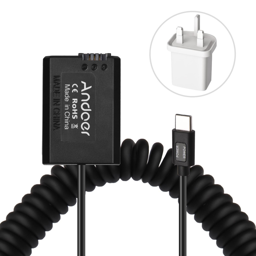 Andoer Typ-C NP-FW50 Dummy Batterie DC Koppler mit 20W PD Adapter für Sony A7S2 A7S A7 II, Schwarz - Bild 3