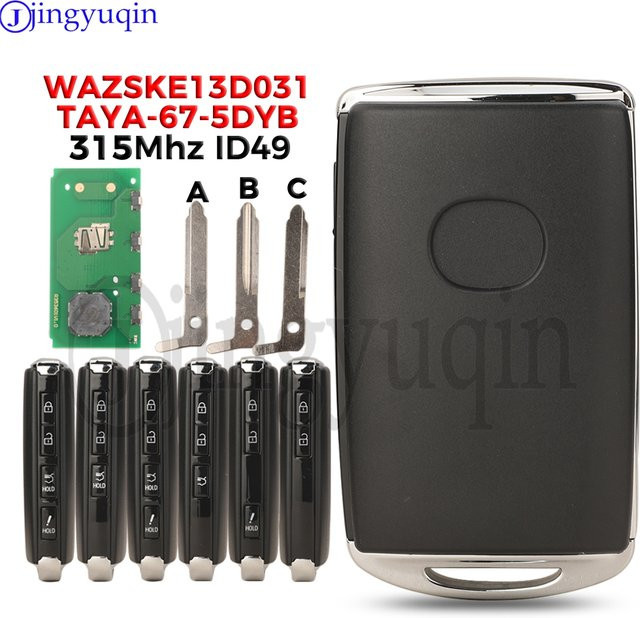 Jingyuqin Autoschlüssel Fernbedienung mit ID48 Chip und 315MHz für Mazda CX-5 CX-9 Miata MX5 M6 in Schwarz - Bild 1