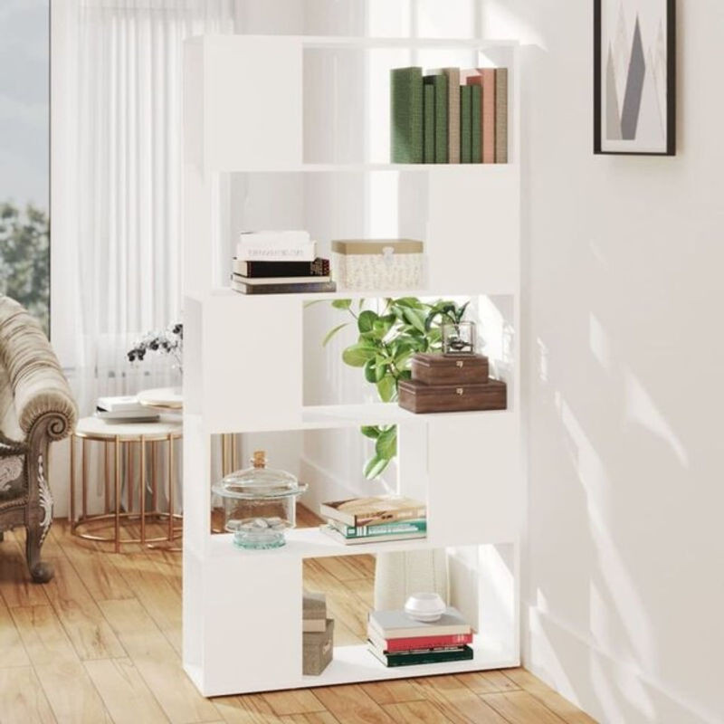 Vidaxl Bücherregal Raumteiler in Weiß aus Holz, klassisches Design, B/T/H: 80 x 24 x 155 cm - Bild 1
