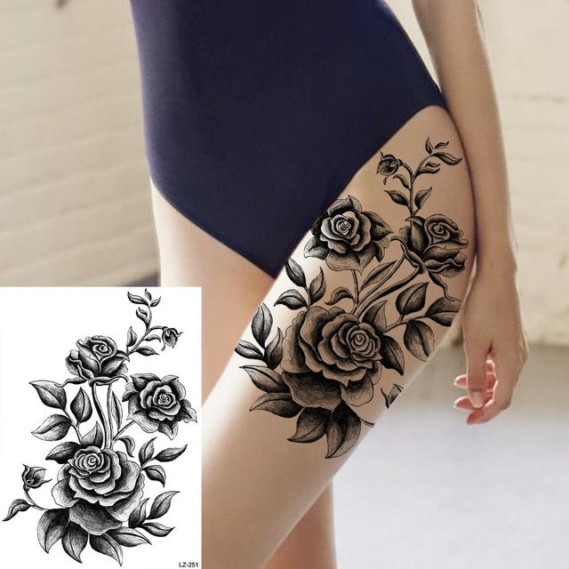 LZATOZ Temporäre Tattoos, Rose, Damen - Bild 1