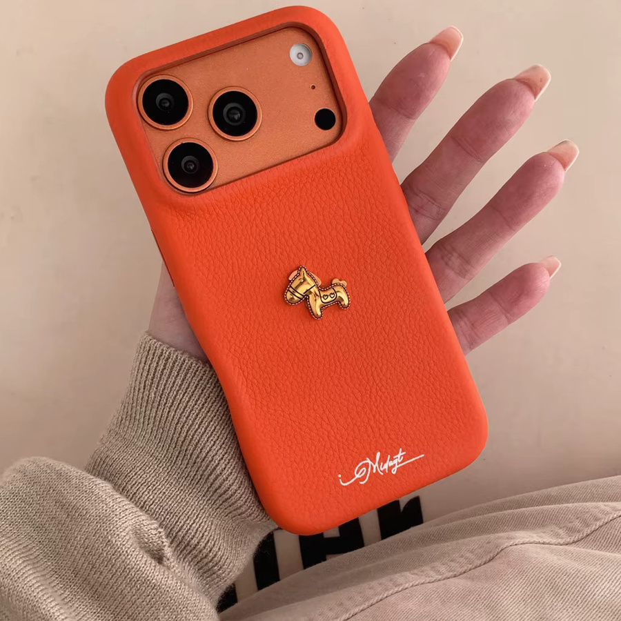 Stereoskopische iPhone Handyhülle aus Stoff und Kunstleder mit Leopardenmuster in Rot für iPhone 17, 16, 15, 14 Pro Max - Bild 3