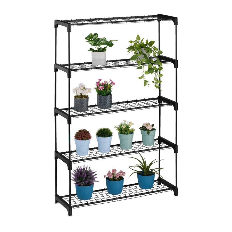 Relaxdays Blumenregal aus Metall in Schwarz mit 5 Ebenen, H: 140 cm, B: 91 cm, T: 28 cm - Bild 2