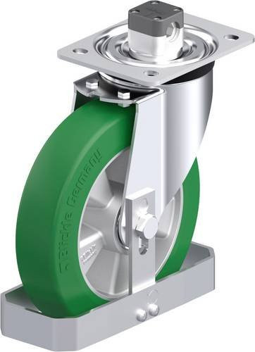 Blickle Stahlblech-Lenkrolle L-ALST 200K-CS11-FS in Silber und Green mit 200 mm Rad-Durchmesser und 400 kg Tragfähigkeit - Bild 1