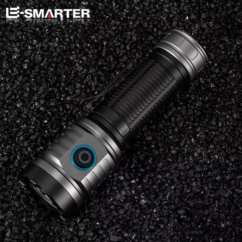 ESMARTER Mini LED Taschenlampe aus Aluminiumlegierung, wiederaufladbar, Schwarz mit Clip - Bild 3