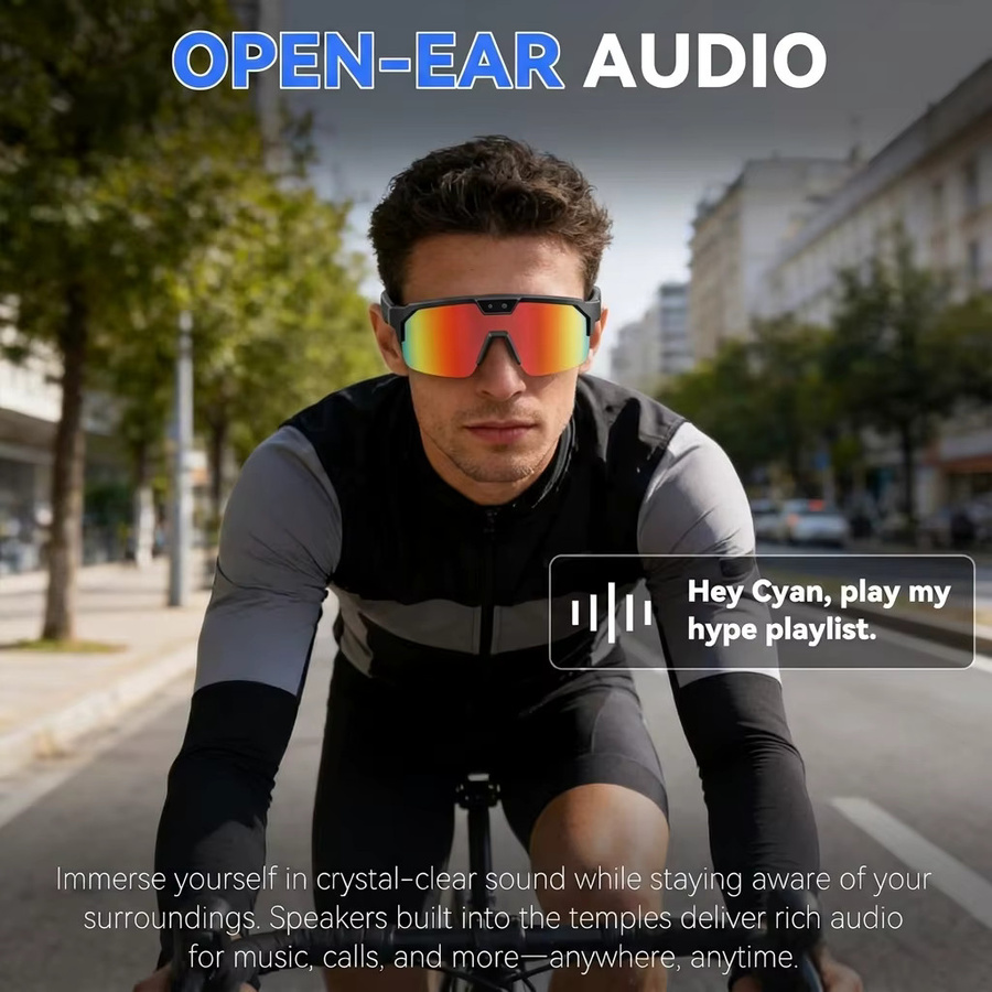 GUHUAVMI Outdoor AI Smart-Brille für Herren mit HD 800W Kamera, Bluetooth-Anruffunktion, Übersetzungsfunktion und Anti-UV-Schutz in Schwarz oder Blau - Bild 4