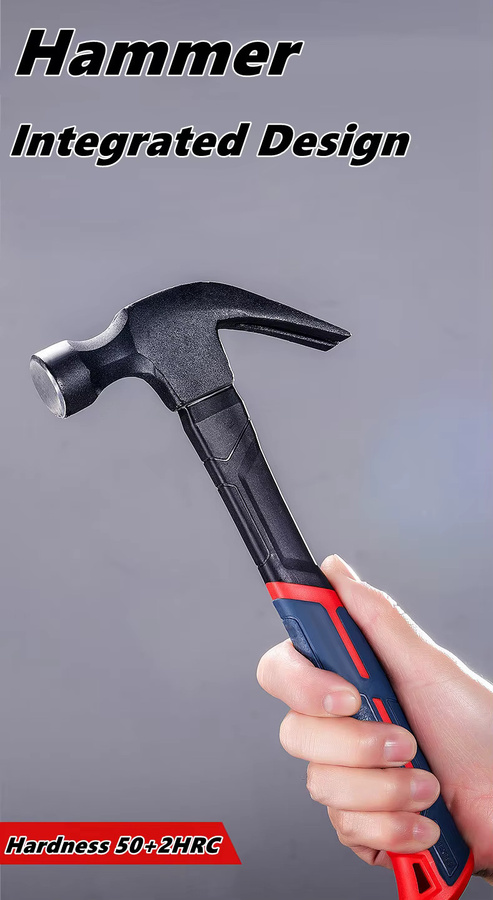 NIUXIANG Multifunktionaler Klauenhammer Ramshorn Nagelhammer mit technischem Griff für Zimmerei und Handwerk - Bild 3