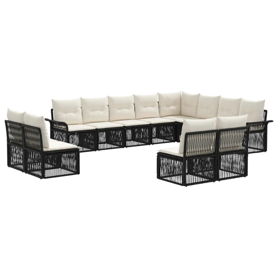vidaXL Gartensofa-Set 12-tlg. in Schwarz aus Poly-Rattan und Metall mit Polsterkissen und wetterfesten Bezügen - Bild 2