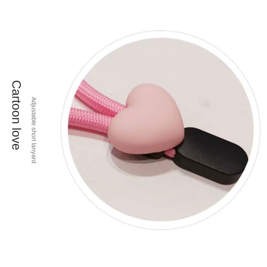Buntes Handy Lanyard mit Herz-Design und einstellbarem Seil als elastisches Handgelenk-Schlaufe für dein Smartphone in Pink und Multicolour - Bild 3