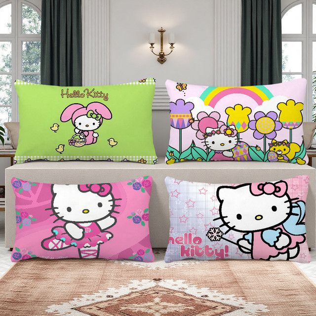 Sanrio Hello Kitty Kawaii Kissenbezug mit Cartoon-Katzenmotiv, rechteckig, multicolor - Bild 1