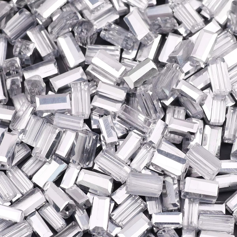 JHNBY Kristallglas Perlen, Rechteckig, Halbsilber, 2x4/3x6/4x8mm - Bild 6
