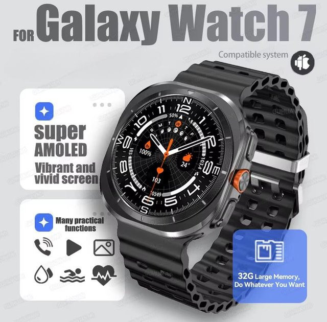 Watch 7 Ultra Smartwatch für Herren mit 32GB Speicher, NFC, Bluetooth Anruffunktion und IP68 Wasserdichtigkeit, Farbe: Schwarz - Bild 1