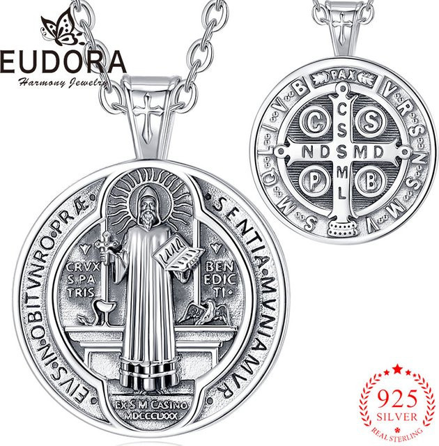 Eudora Halskette, 925 Silber, Heiliger Benedikt, Kreuz, Unisex - Bild 1