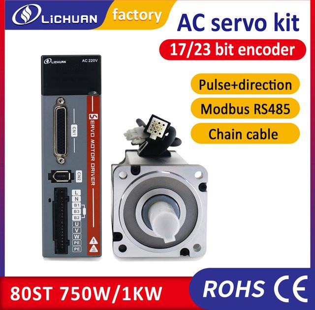 Lichuan Servo-Kit 80ST mit Treiber und Modbus RS485: A5 Servomotoren mit 750W und 1KW für Roboterarme, 3000 U/min - Bild 1
