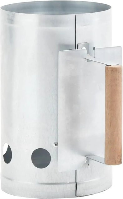 vidaXL Anzündkamin für Holzkohlegrill aus verzinktem Stahl in Silber, B/T/H: 27,5 x 17,0 cm - Bild 1