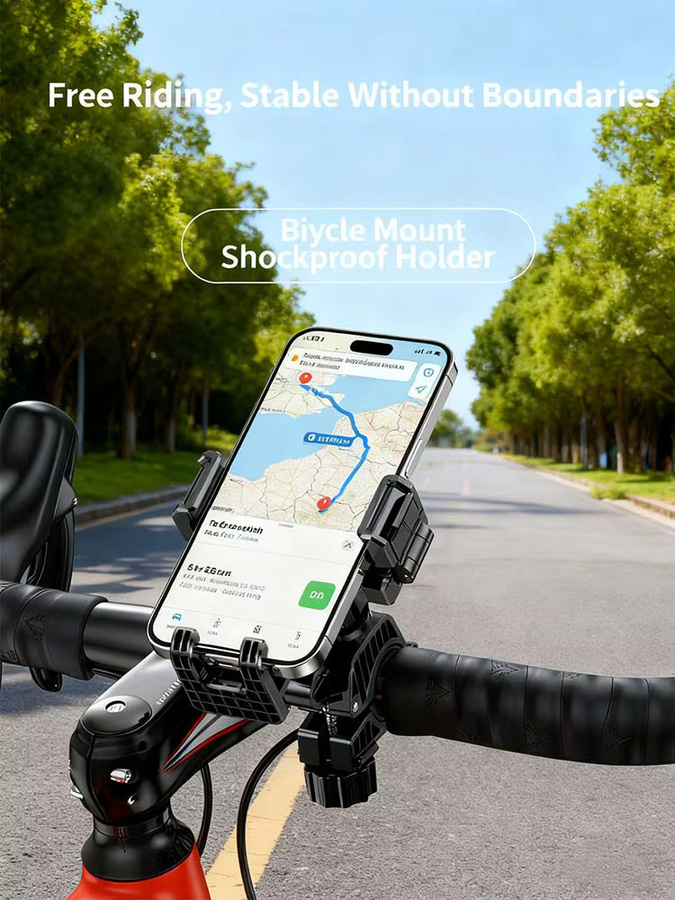 Anti-Vibrations Fahrrad-Telefonhalterung für Mountainbike und Rennrad in Rot und Schwarz - Bild 7