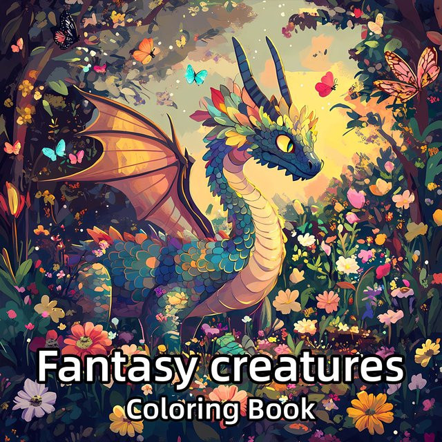 Fantasy-Kreaturen Malbuch, DIY Kunst-Kritzelbuch, bunt, für adults - Bild 1
