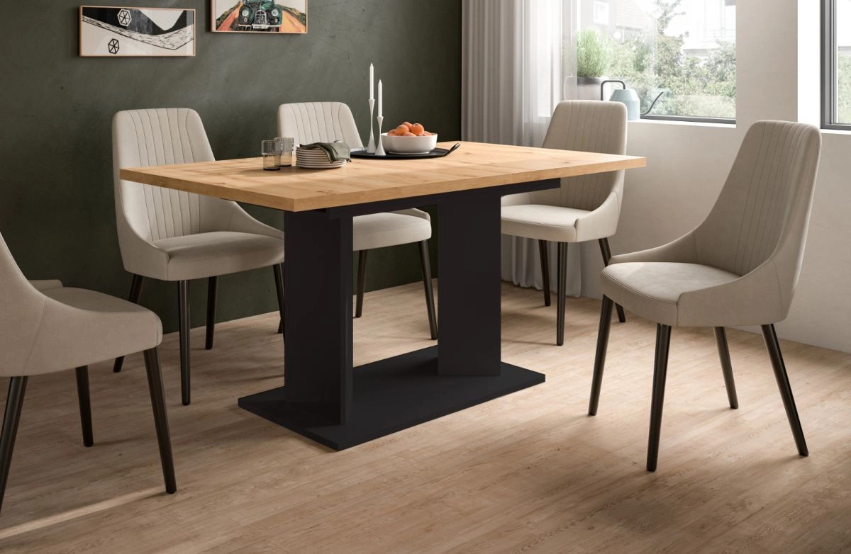 Esstisch Anton von Inn.Furn aus Eiche und Schwarz, ausziehbar, rechteckig - Bild 3