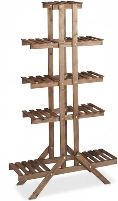 Relaxdays Blumentreppe aus Holz in Schokobraun mit 5 Ebenen, H x B x T: 142,5 x 83 x 28,5 cm - Bild 1