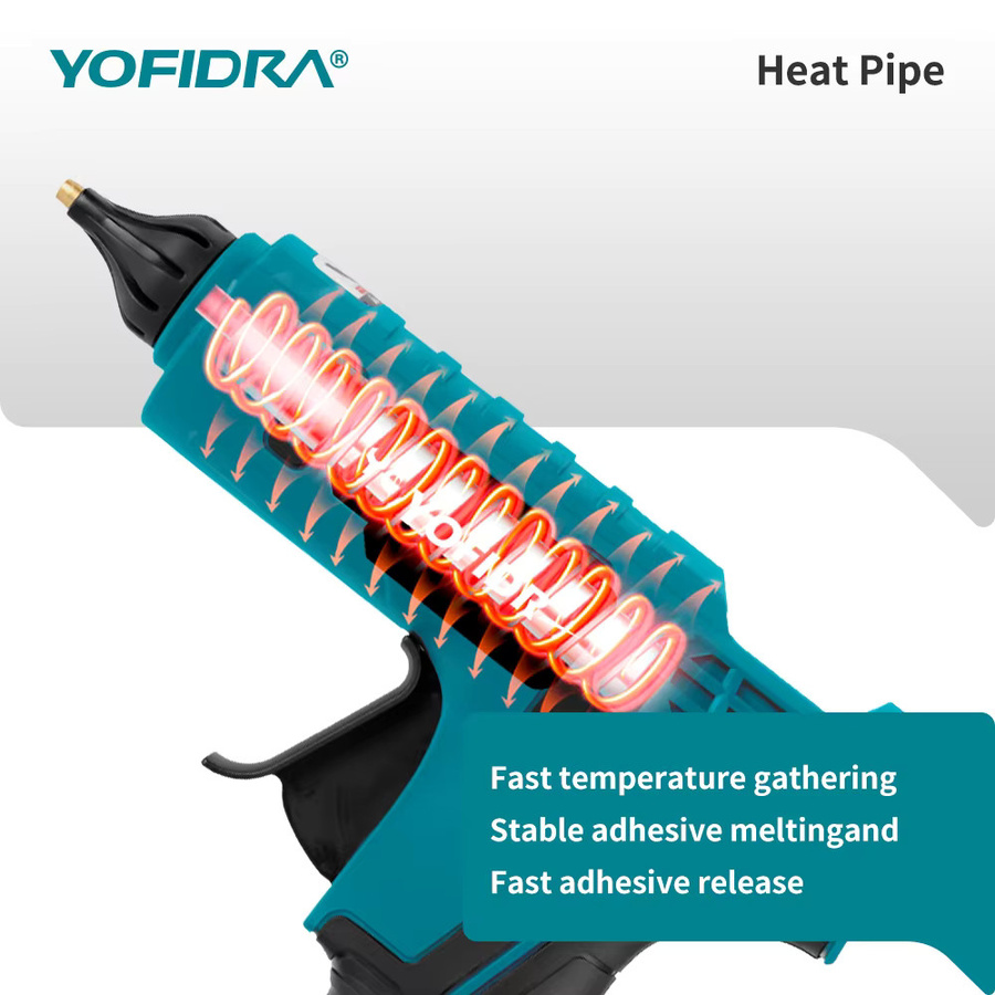 YOFIDRA Heißklebepistole 100 W mit 10 Klebesticks 11 mm für Makita Akku - Bild 4