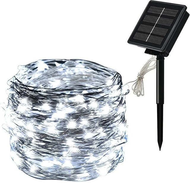 Szaoju Solar-Lichterkette für den Außenbereich mit Kupferdraht in Warmweiß und 8 Modi, wasserdichte Weihnachtsbeleuchtung für den Garten - Bild 1