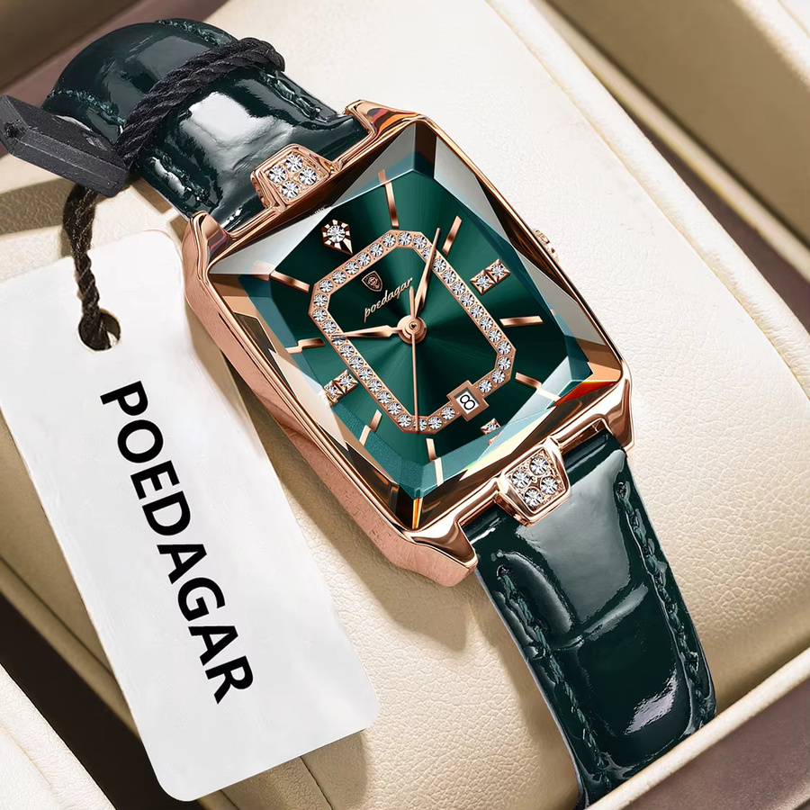 POEDAGAR Armbanduhr, Quarz, Leder, Damen - Bild 2
