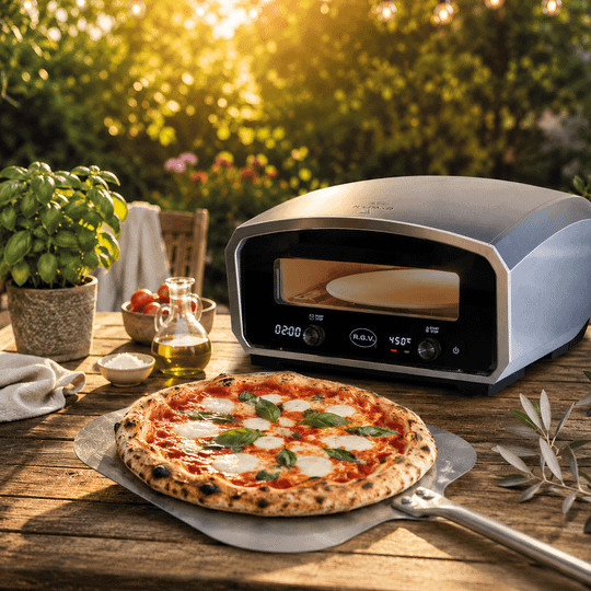 R.G.V. Vulcano Elektrischer Pizzaofen aus Edelstahl in Silber mit gewölbtem Backraum - Bild 1