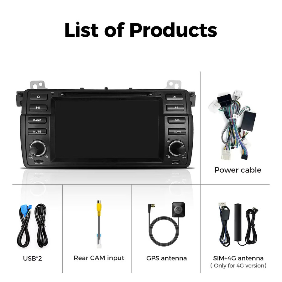 COOROAD Android 13 Multimedia Player mit CarPlay, GPS, Bluetooth und WiFi für BMW 3er E46 M3 1998-2006, Schwarz - Bild 4
