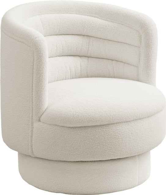 HOMCOM Drehbarer Relaxsessel mit Armlehnen in Sherpa-Optik, moderner Polstersessel für Wohnzimmer und Schlafzimmer, Cremeweiß/Beige - Bild 1