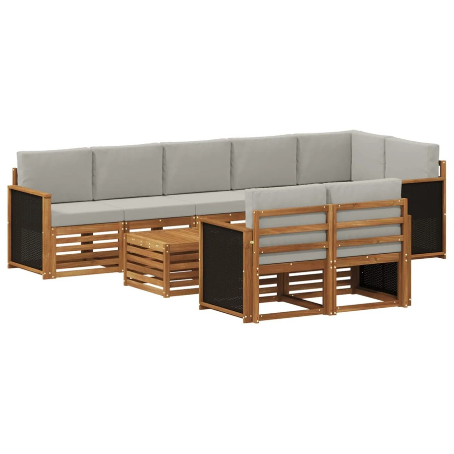 vidaXL Sofagarnitur aus Massivholz Akazie in Braun mit Latten-Design und reversiblem Sitz - Bild 2