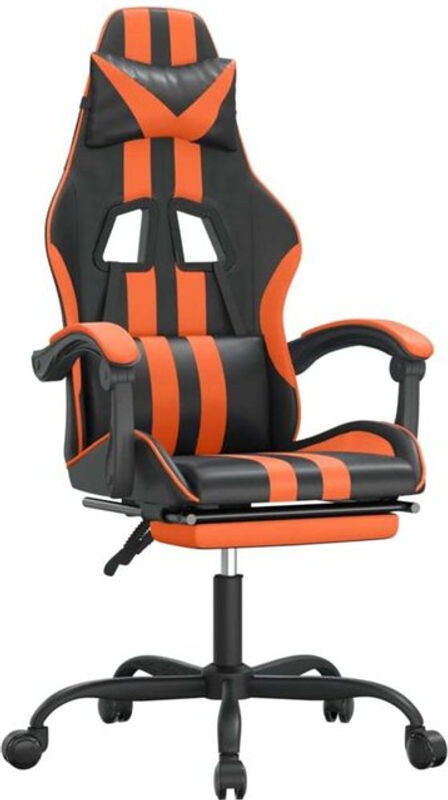 vidaxl Gamingstuhl aus Kunstleder in Schwarz und Orange mit Fußstütze und Drehmöglichkeit - Bild 1