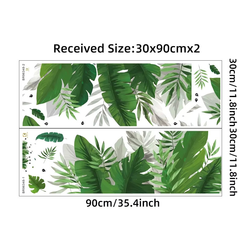 BRUP Wandaufkleber mit tropischen Palmblättern in Grün und Multicolour, dekorative Pflanzen-Wandgestaltung aus PVC, Breite: 150 cm, Höhe: 70 cm - Bild 2