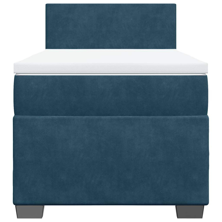 vidaXL Boxspringbett mit Matratze aus Samt in Blau, B/T/H: 90 x 190 cm - Bild 2
