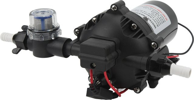 Aimo Selbstansaugende DC-Membranpumpe 12V in Schwarz mit 18,9 LPM Nenndurchfluss und automatischer Abschaltung für Wohnmobil und Boot - Bild 1